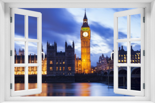 Fototapeta Naklejka Na Ścianę Okno 3D - Big Ben and Houses of Parliament at a beautiful sunset landscape, London City. United Kingdom