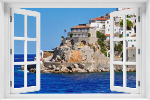 Fototapeta Naklejka Na Ścianę Okno 3D - Greece, Hydra island town and  cape 