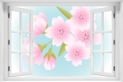 Fototapeta Naklejka Na Ścianę Okno 3D - spring pink sakura cherry blossom flower illustration vector