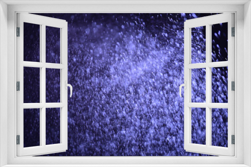 Fototapeta Naklejka Na Ścianę Okno 3D - defocused abstract blue lights with falling rain background