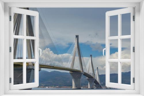 Fototapeta Naklejka Na Ścianę Okno 3D - Amazing view of The cable bridge between Rio and Antirrio, Patra, Western Greece
