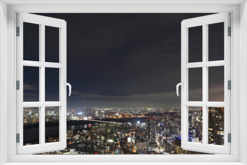 Fototapeta Naklejka Na Ścianę Okno 3D - Osaka city in Japan cityscape at night view