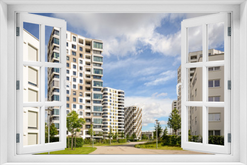 Fototapeta Naklejka Na Ścianę Okno 3D - New residential buildings with outdoor facilities, apartment towers in the city
