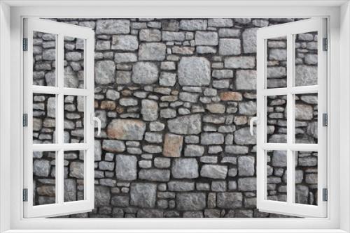 Fototapeta Naklejka Na Ścianę Okno 3D - Stacked stone wall background horizontal