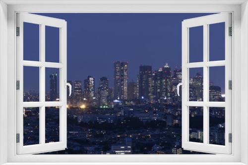 Fototapeta Naklejka Na Ścianę Okno 3D - 東京都市風景　新宿高層ビル群　夜景　