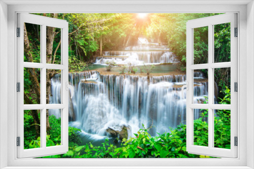 Fototapeta Naklejka Na Ścianę Okno 3D - Huay Mae Khamin waterfall in tropical forest, Thailand 