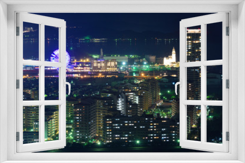 Fototapeta Naklejka Na Ścianę Okno 3D - 福岡市の夜景