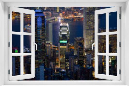 Fototapeta Naklejka Na Ścianę Okno 3D - Night view of Hong Kong skyline from the Victoria peak