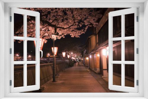 Fototapeta Naklejka Na Ścianę Okno 3D - 金沢　主計町茶屋街の夜桜
