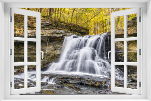 Fototapeta Naklejka Na Ścianę Okno 3D - McCormicks Creek Waterfall Autumn - Indiana