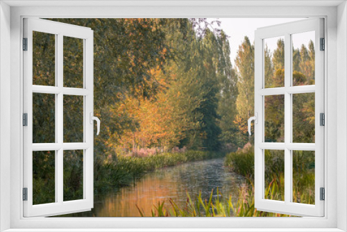 Fototapeta Naklejka Na Ścianę Okno 3D - Autumn on the Canal