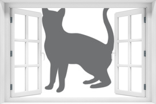 Fototapeta Naklejka Na Ścianę Okno 3D - Icon silhouette of a gray cat on a white background
