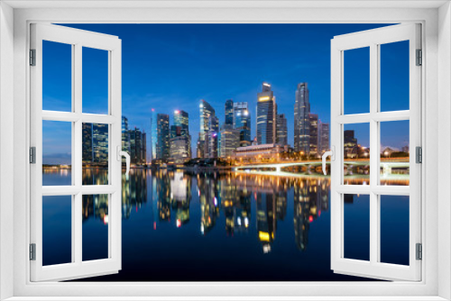 Fototapeta Naklejka Na Ścianę Okno 3D - Singapore business district skyline in night at Marina Bay, Singapore.