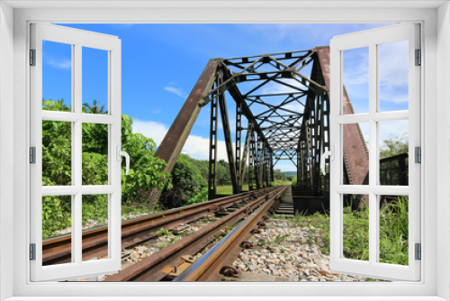 Fototapeta Naklejka Na Ścianę Okno 3D - Railway bridge via nature scene