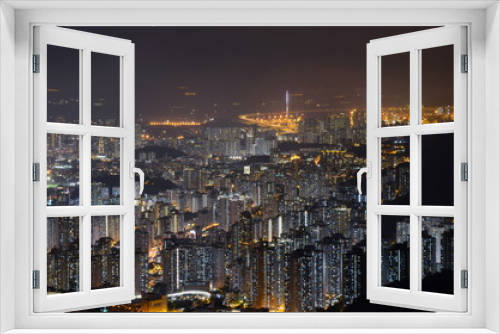 Fototapeta Naklejka Na Ścianę Okno 3D - Skyline of Hong Kong From Mountain at Night