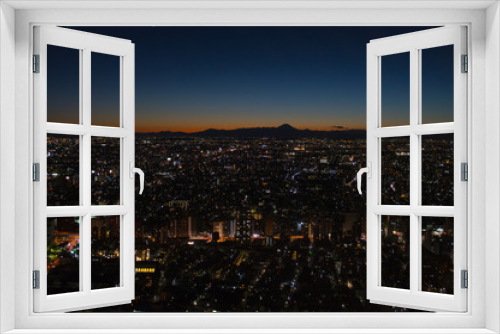 Fototapeta Naklejka Na Ścianę Okno 3D - Mt. Fuji Seen from TOCHO (Tokyo Metropolitan Government Building) at Sunset