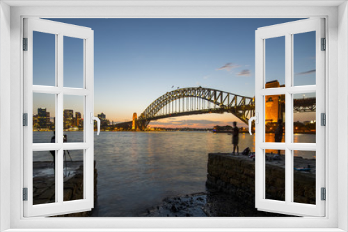 Fototapeta Naklejka Na Ścianę Okno 3D - Sunset from Sydney Harbor bridge.