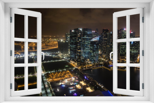 Fototapeta Naklejka Na Ścianę Okno 3D - Skyline in der Nacht