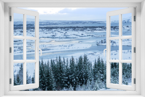 Fototapeta Naklejka Na Ścianę Okno 3D - Beautiful winter landscape windy and covered snow in Iceland