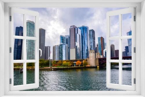 Fototapeta Naklejka Na Ścianę Okno 3D - panoramic view of the city of Chicago in Illinois United States in autumn