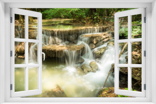 Fototapeta Naklejka Na Ścianę Okno 3D - green waterfall kanchanaburi