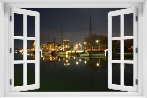 Fototapeta Naklejka Na Ścianę Okno 3D - Greifswalder Hafen bei Nacht