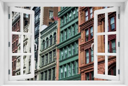 Fototapeta Naklejka Na Ścianę Okno 3D - Row Houses of Different Colors in Soho, Manhattan, New York, USA