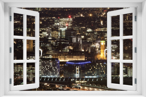 Fototapeta Naklejka Na Ścianę Okno 3D - aerial view of London city from The Shard, night scene