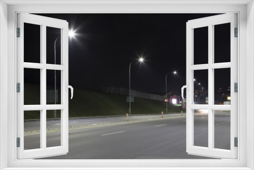 Fototapeta Naklejka Na Ścianę Okno 3D - night road with modern streetlight,  Nitra, Slovakia