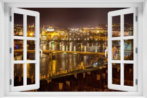 Prague, the river Vltava at night