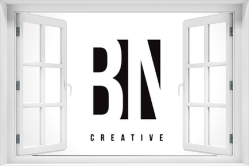 BN B N White Letter Logo Design with Black Square.