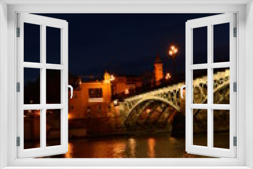 Fototapeta Naklejka Na Ścianę Okno 3D - Abendstimmung Triana Brücke Sevilla
