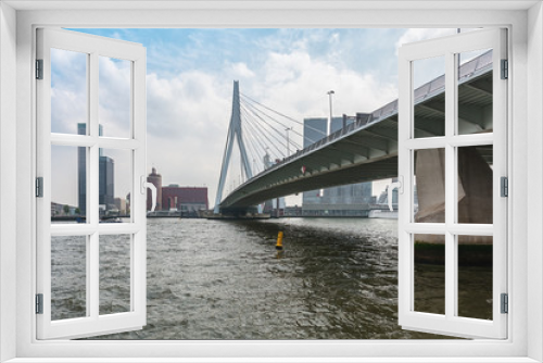 Fototapeta Naklejka Na Ścianę Okno 3D - The bridge Erasmusbrug also known as swan bridge in Rotterdam
