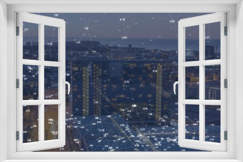 Fototapeta Naklejka Na Ścianę Okno 3D - Night city with connectors