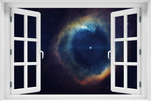 Fototapeta Naklejka Na Ścianę Okno 3D - Cosmic art, science fiction wallpaper. Giant nebula. Billions of galaxies in the universe. Elements of this image furnished by NASA