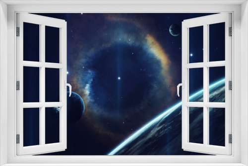 Fototapeta Naklejka Na Ścianę Okno 3D - Cosmic art, science fiction wallpaper. Giant nebula. Billions of galaxies in the universe. Elements of this image furnished by NASA