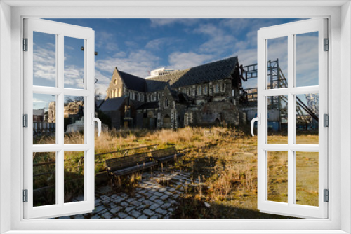 Fototapeta Naklejka Na Ścianę Okno 3D - Christchurch, New Zealand, 7 AUG, 2016: Christchurch city's iconic Christchurch Cathedral was severely damaged and lost its spire after the February 2011 Christchurch earthquake.