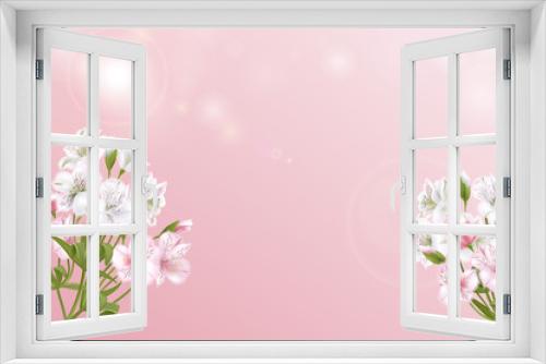 Fototapeta Naklejka Na Ścianę Okno 3D - Greeting card with Alstroemeria can be used as invitation card for wedding, birthday and other holiday and summer background. Vector illustration.
