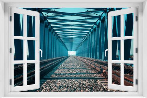 Fototapeta Naklejka Na Ścianę Okno 3D - Rails running on a bridge
