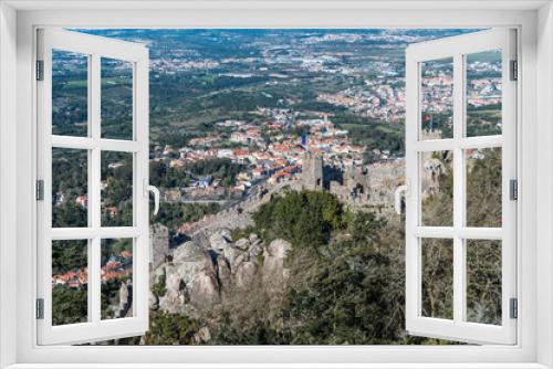 Fototapeta Naklejka Na Ścianę Okno 3D - Aerial view of the Castle of the Moors (Castelo dos Mouros), Sintra, Portugal
