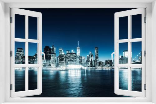 Fototapeta Naklejka Na Ścianę Okno 3D - Illuminated Manhattan view