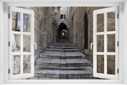Fototapeta Naklejka Na Ścianę Okno 3D - Calle del Barrio Judío de Jerusalén en Shabat