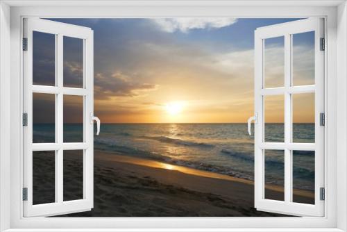 Fototapeta Naklejka Na Ścianę Okno 3D - Sonnenuntergang am Strand in der Karibik