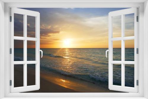 Fototapeta Naklejka Na Ścianę Okno 3D - Sonnenuntergang in der Karibik