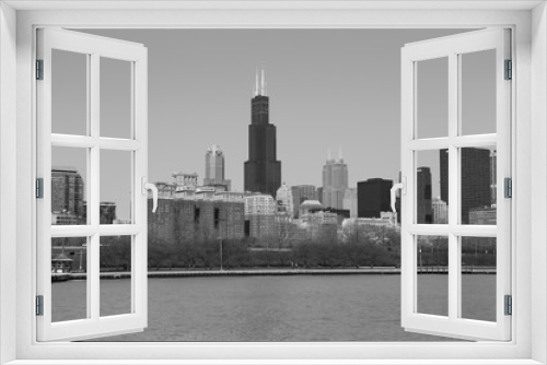 Fototapeta Naklejka Na Ścianę Okno 3D - Chicago Skyline Black and White
