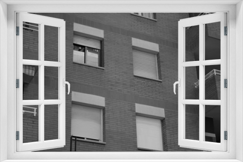 Fototapeta Naklejka Na Ścianę Okno 3D - Architecture architectural detail photo black white