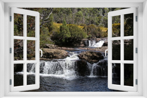 Fototapeta Naklejka Na Ścianę Okno 3D - Wasserfall - Cradle-Mountain