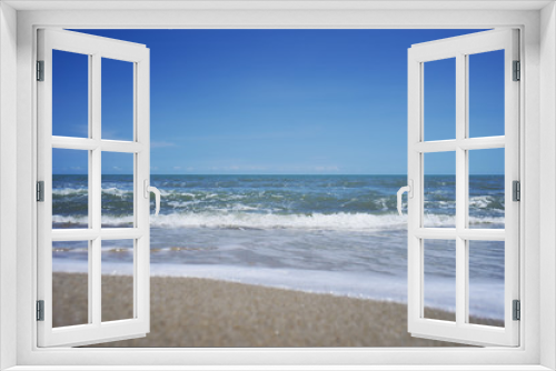 Fototapeta Naklejka Na Ścianę Okno 3D - Beautiful seascape. Marine background. Black Sea beach. The Black Sea coast. Sky sea and sand. Tranquil scene with a sea view.
