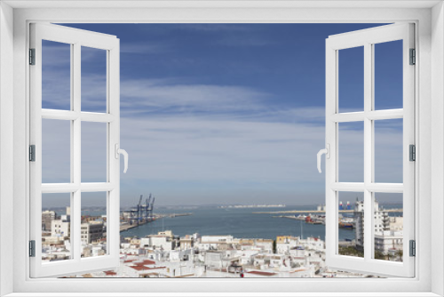 View of the historic center and port of Cadiz from the observation deck, take in Cadiz, Andalusia, Spain