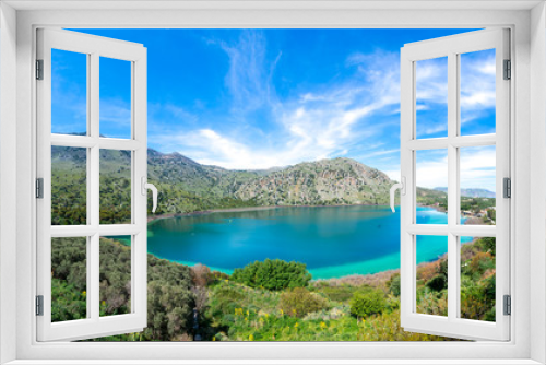 Fototapeta Naklejka Na Ścianę Okno 3D - Panorama of the natural lake Kournas at Chania, Crete
